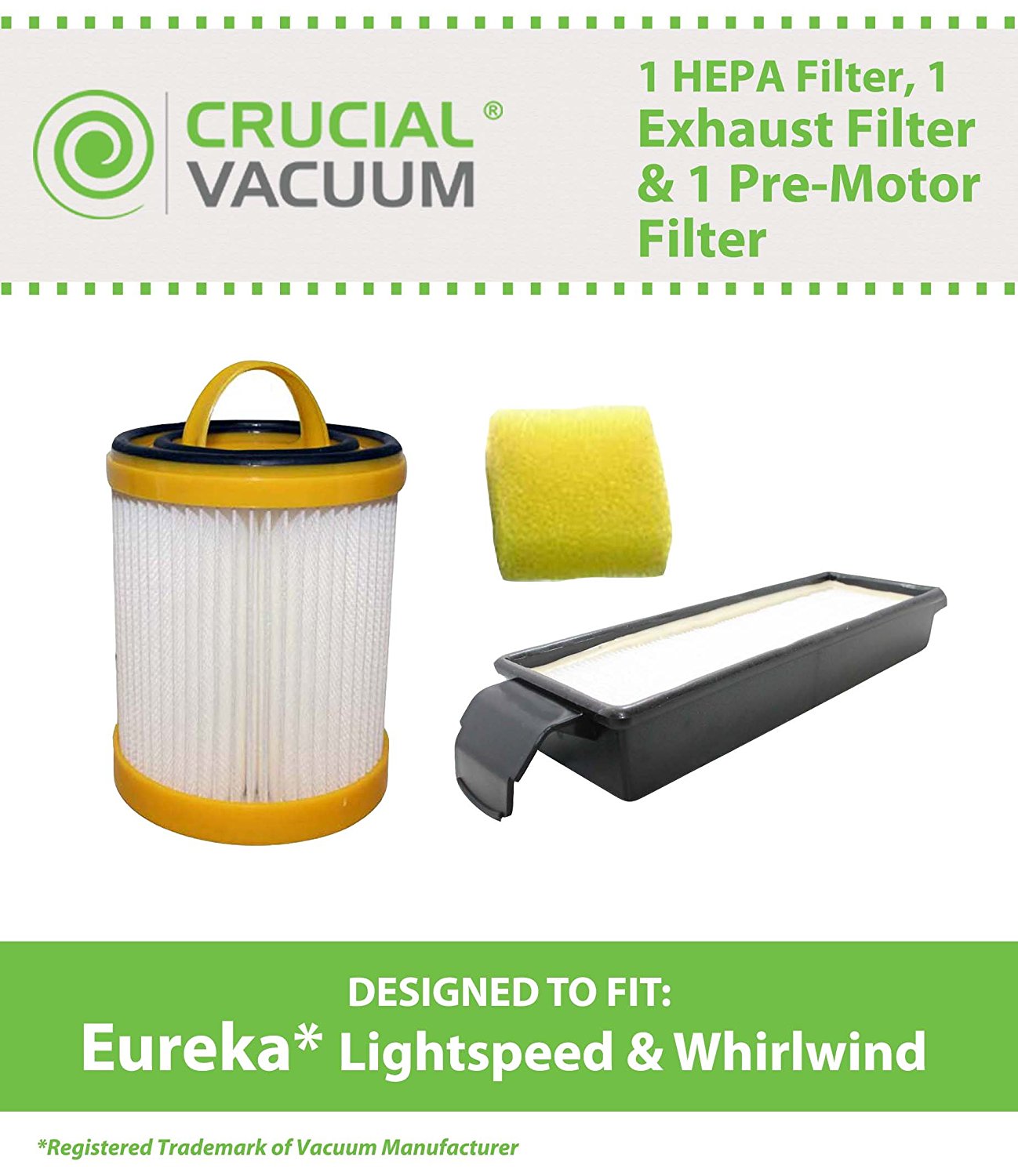 Eureka Lightspeed Whirlwind Bagless Upright Filter Kit, Kit Includes 1