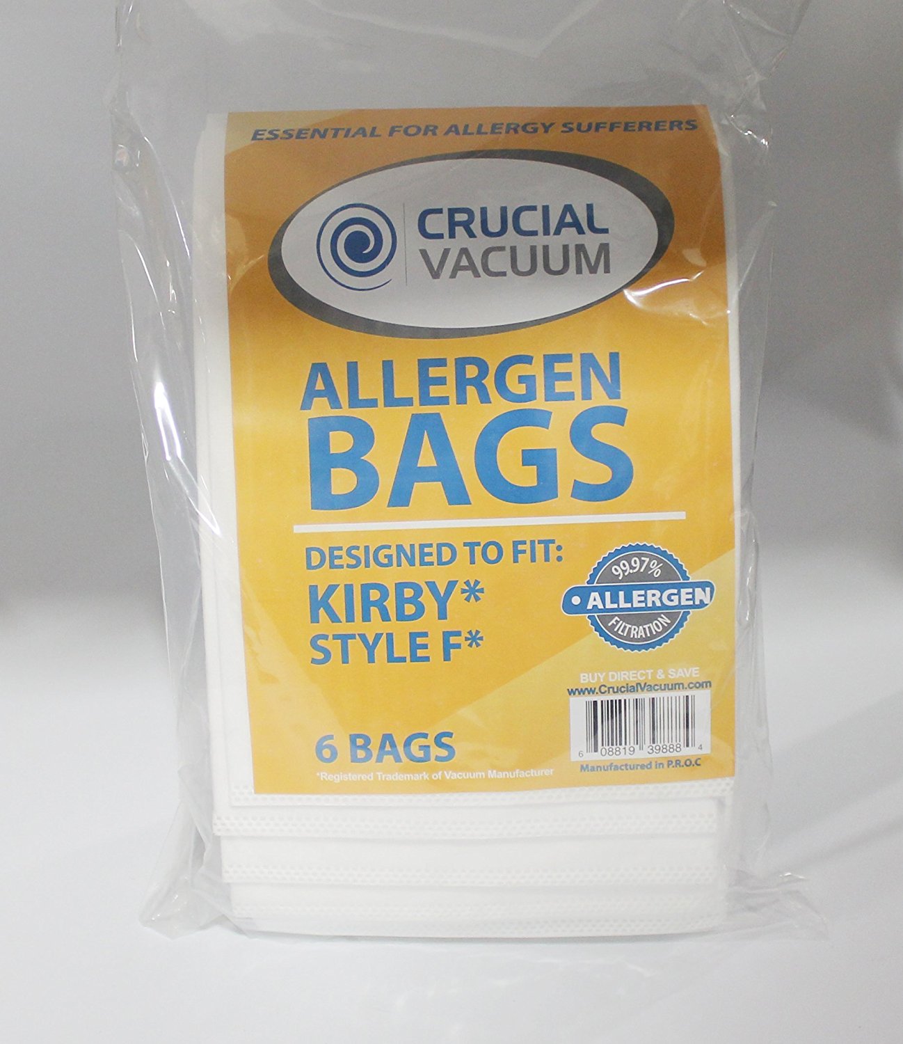 3 Kirby F HEPA Style Cloth Allergen Filtration Vacuum Cleaner Bags Designed To Fit Kirby Style F