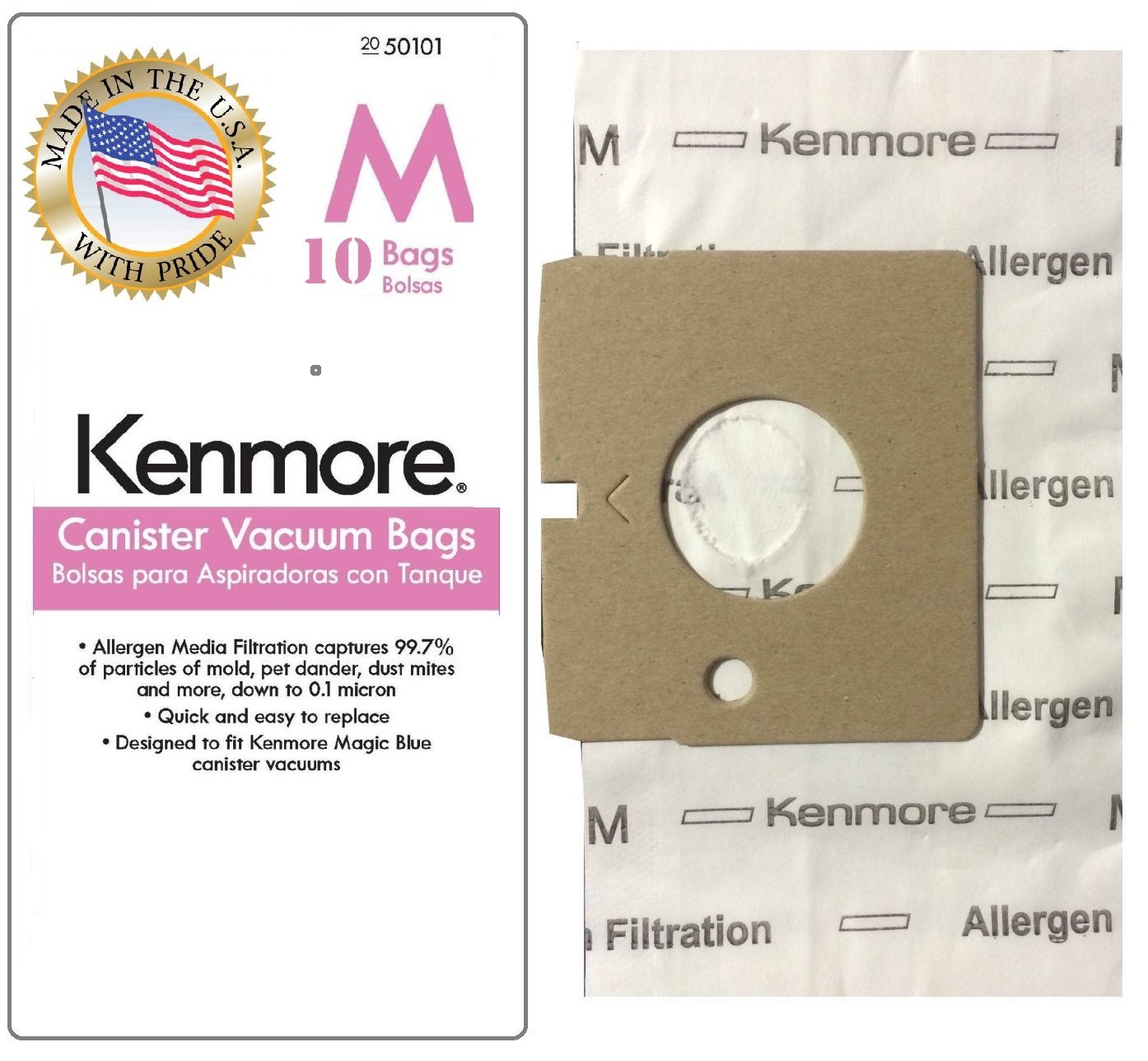 10 For Kenmore Type M Magic Blue 51195, 50101 Premium Allergen Canister