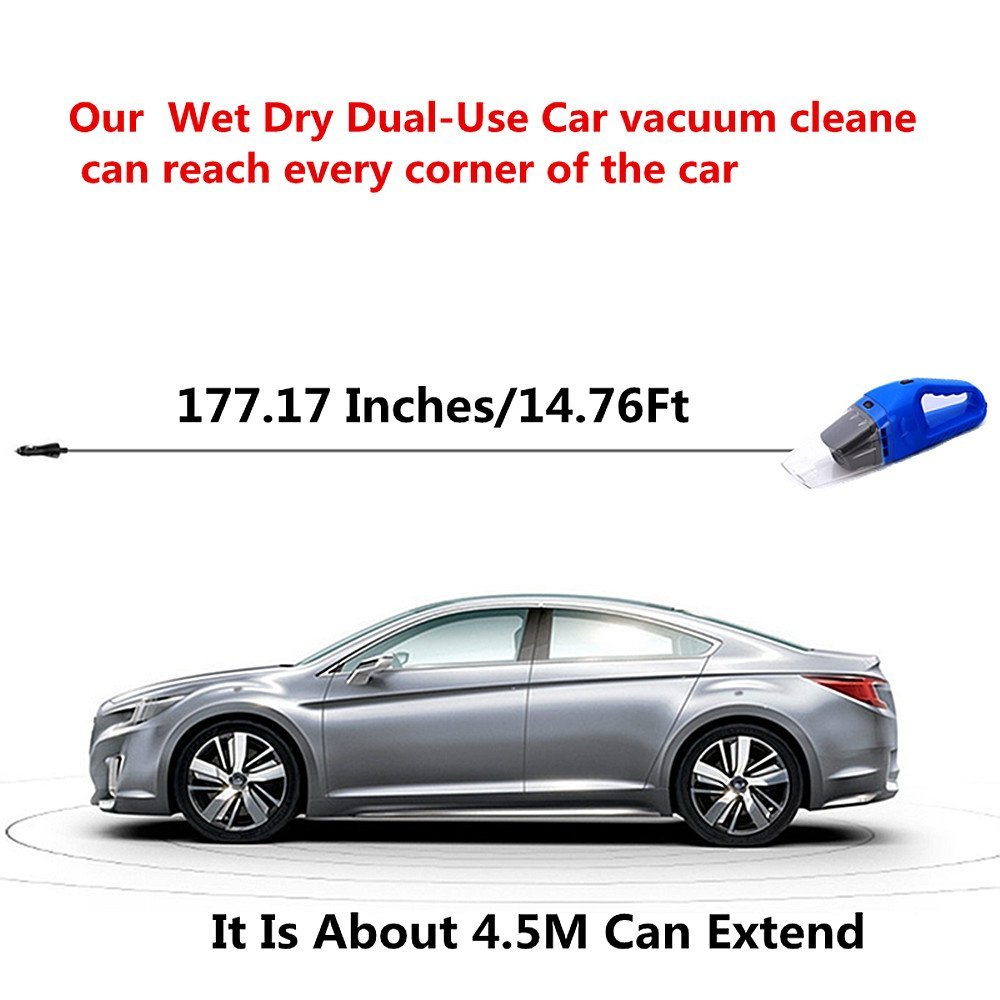 Portable Car Vacuum Cleaner 4.5m Cable 12V 120W Wet Dry DualUse,Car