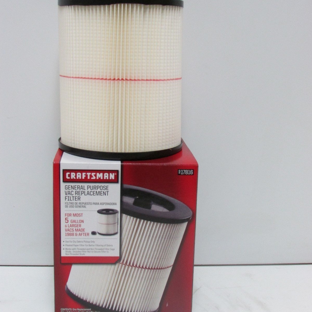 Craftsman 917816 Filter Fits All Current Craftsman Vacuums 5 Gallons and Above N2 free image