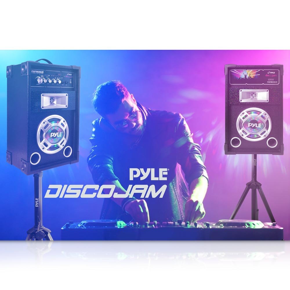 Pyle Disco Jam Dual 6.5” Karaoke Bookshelf Stereo Speaker System, 2 Mic