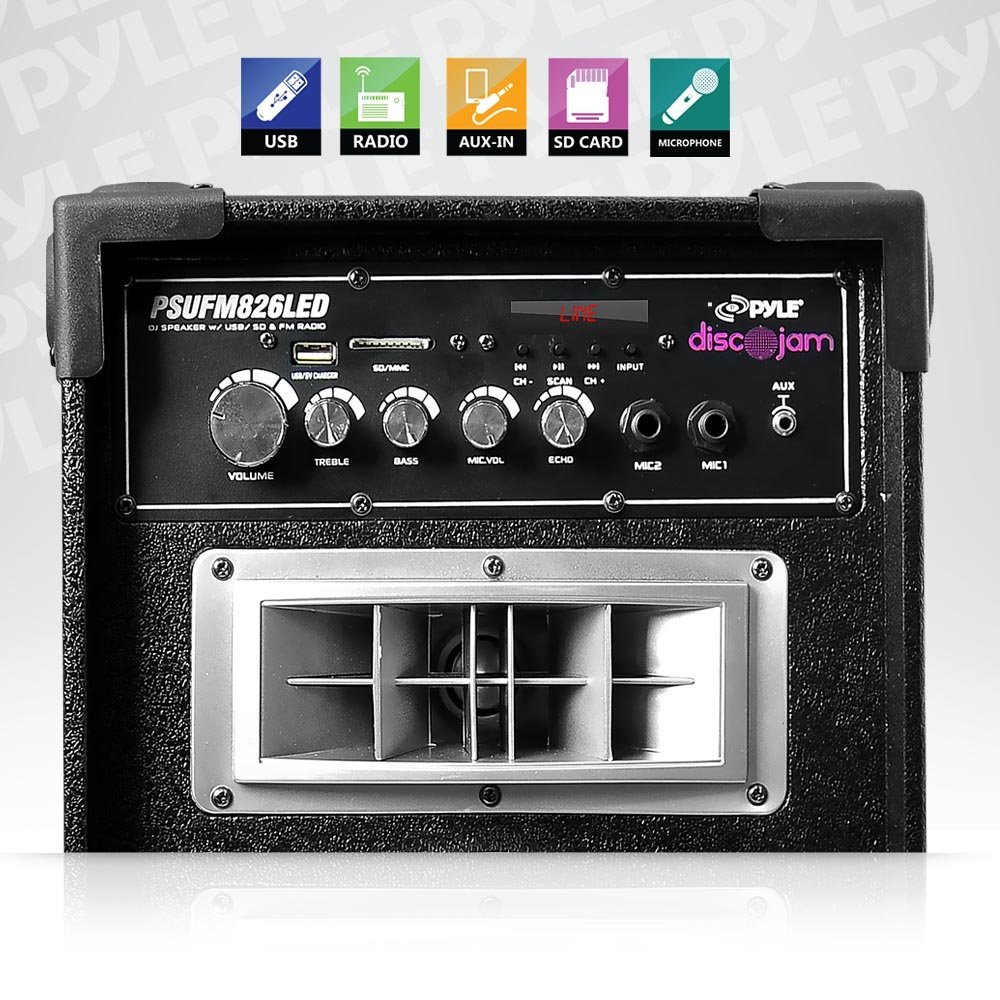 Pyle Disco Jam Dual 6.5” Karaoke Bookshelf Stereo Speaker System, 2 Mic