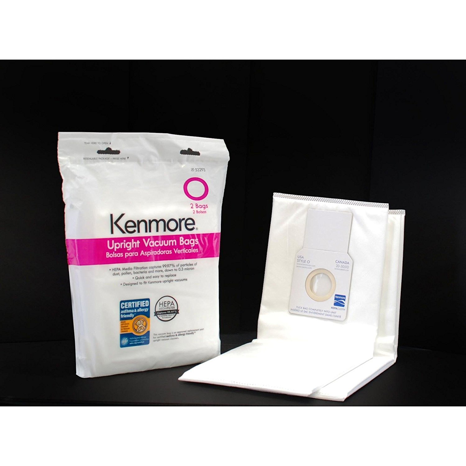 Kenmore 53293 Style O HEPA Vacuum Bags for Upright Vacuums, 2 pk free