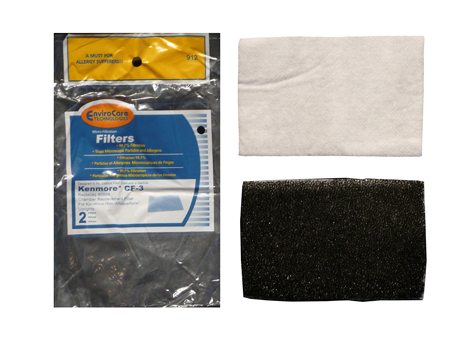 (2) Kenmore Vacuum CF3 Foam Filter 86888, Sears upright, Non