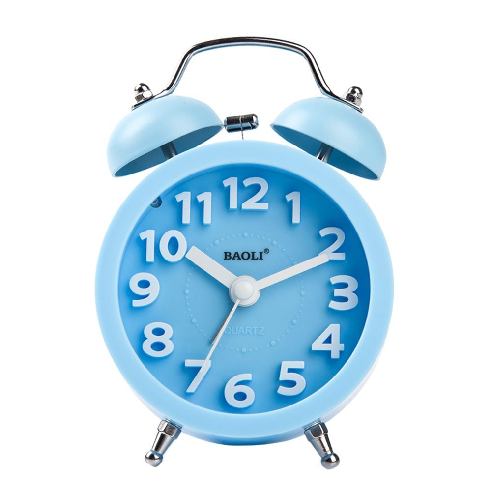 Vintage bedside Twin Bell Alarm Clock With Loud Alarm and Nightlight B