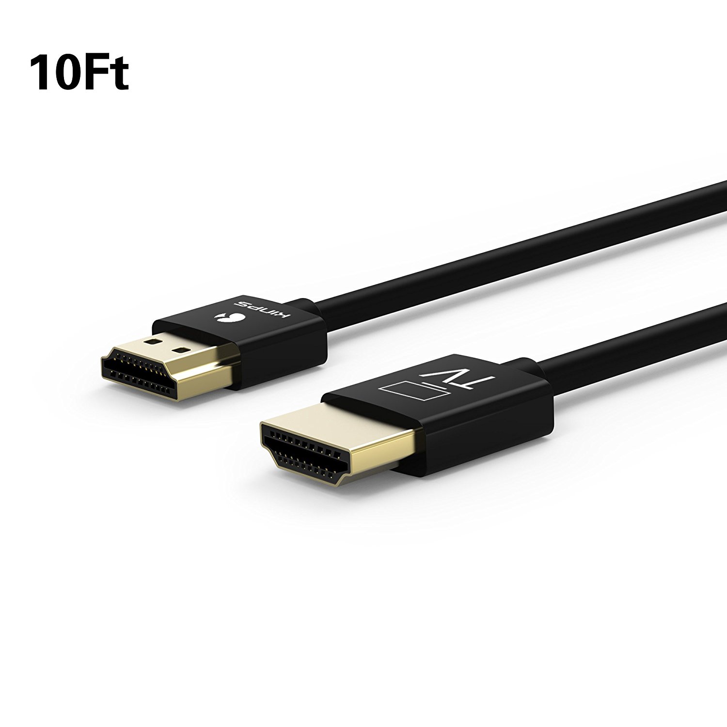 4K HDMI Cable, Kinps 15ft Ultra Slim Cable v1.4 with 24k Gold