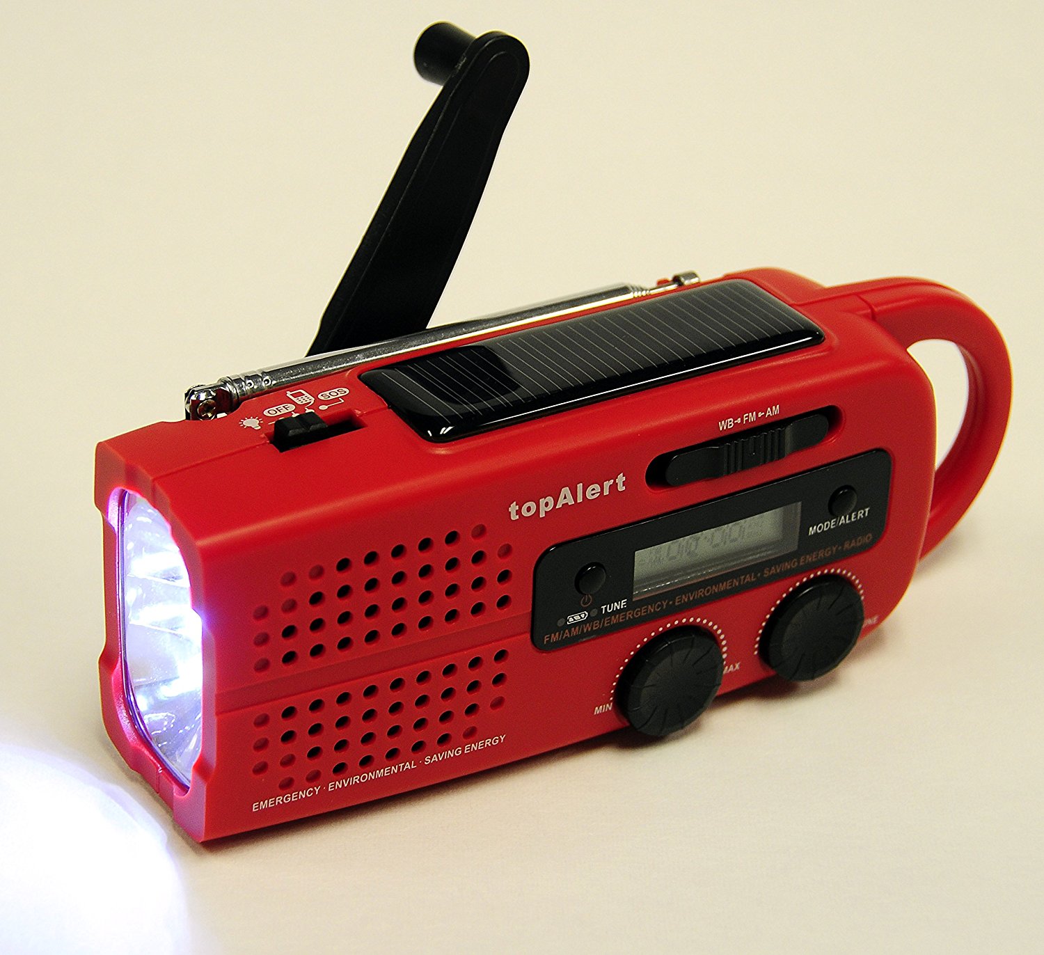 TopAlert MD019 Emergency Solar Hand Crank Weather Alert Radio N6 free