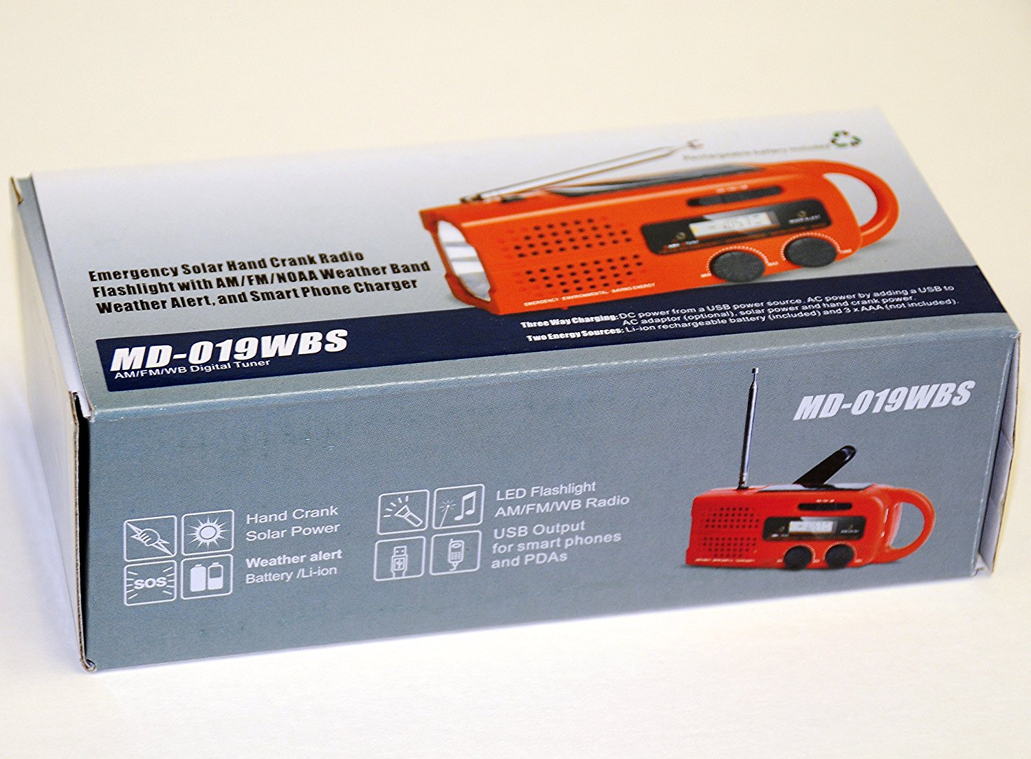 TopAlert MD019 Emergency Solar Hand Crank Weather Alert Radio N8 free