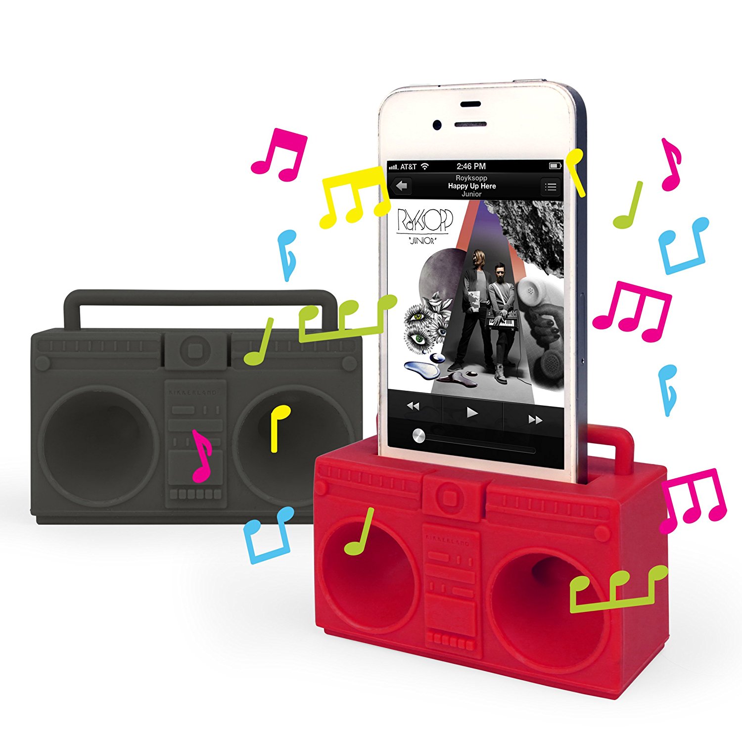 Kikkerland Boombox Speaker Retail Packaging Pink/Gray N4 free image