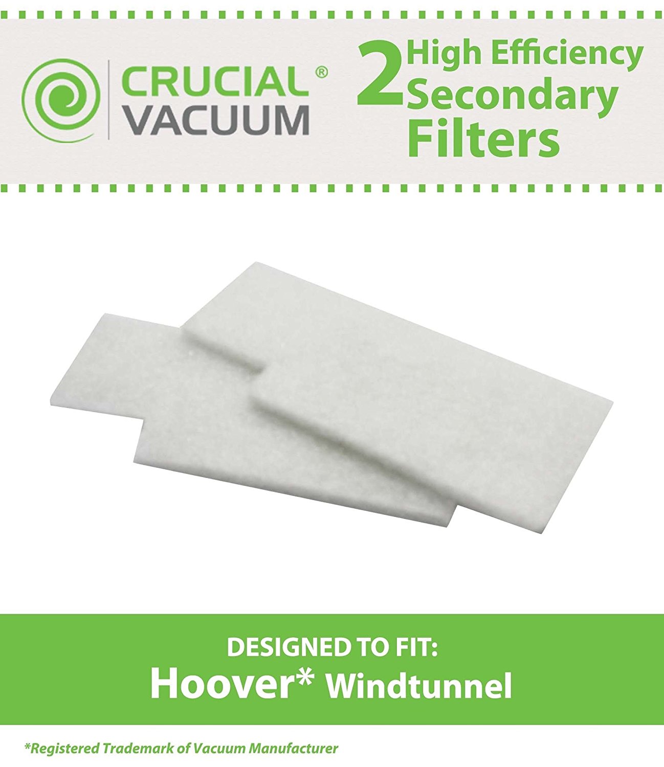 2 Hoover WindTunnel Secondary Filters Fit Hoover Tempo Widepath and