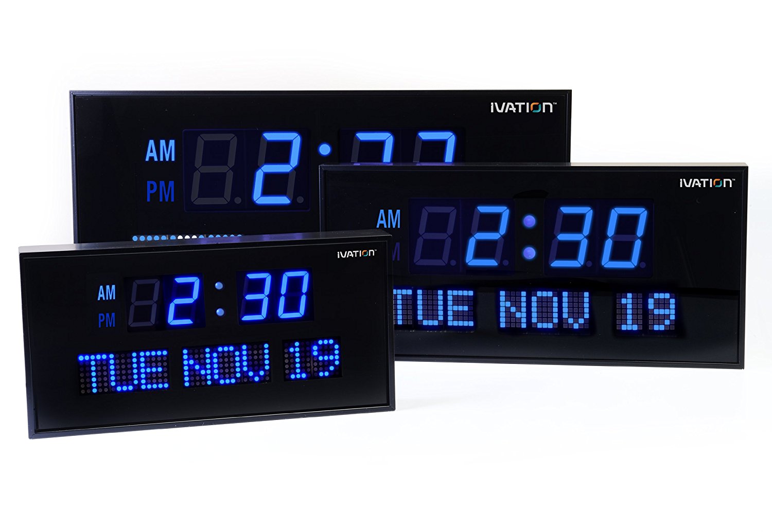 Ivation JID0222GRN Big Oversized Digital GreenLED Calendar Clock with