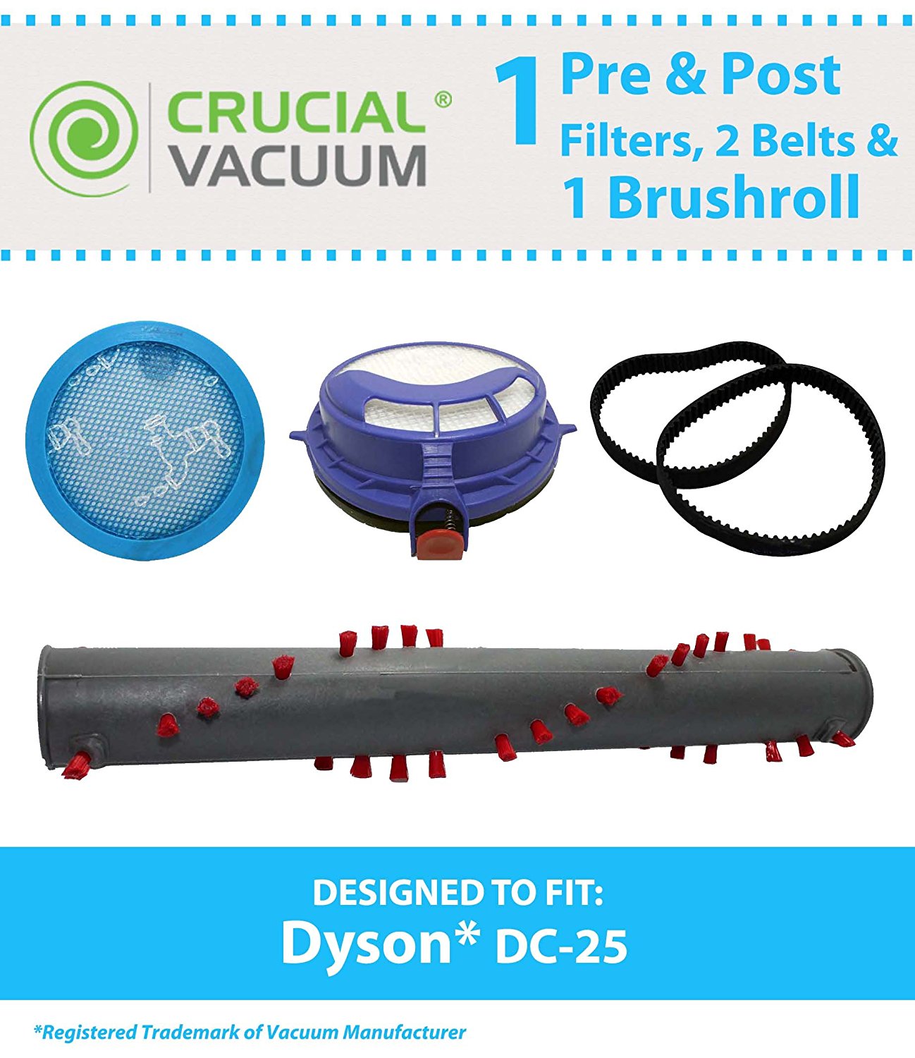 Dyson DC25 (DC25) Kit Includes 1 Pre & 1 Post Filter 2 Belts 1 Roller