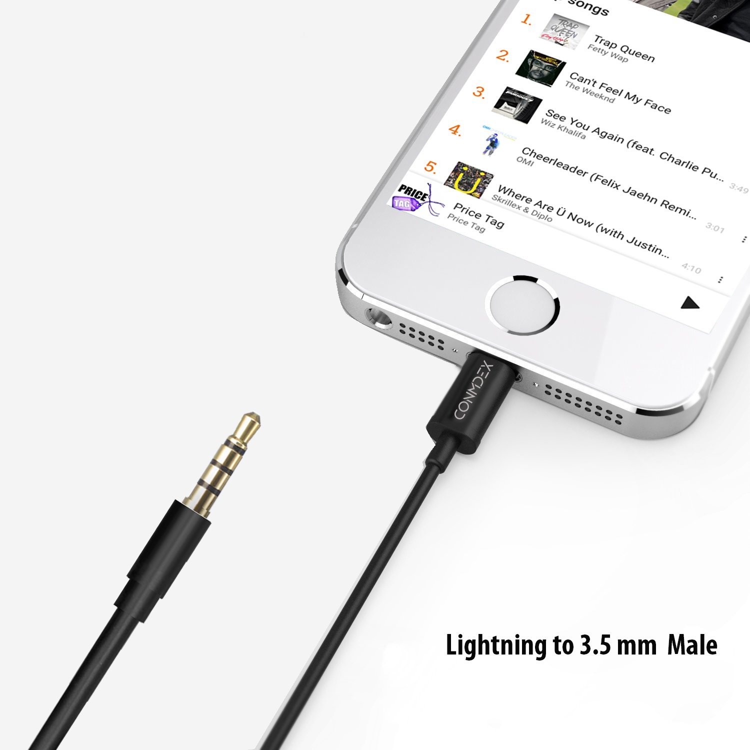Lightning to 3.5 Male AUX Stereo Adapter Cable CONMDEX iPhone 7/7 Plus