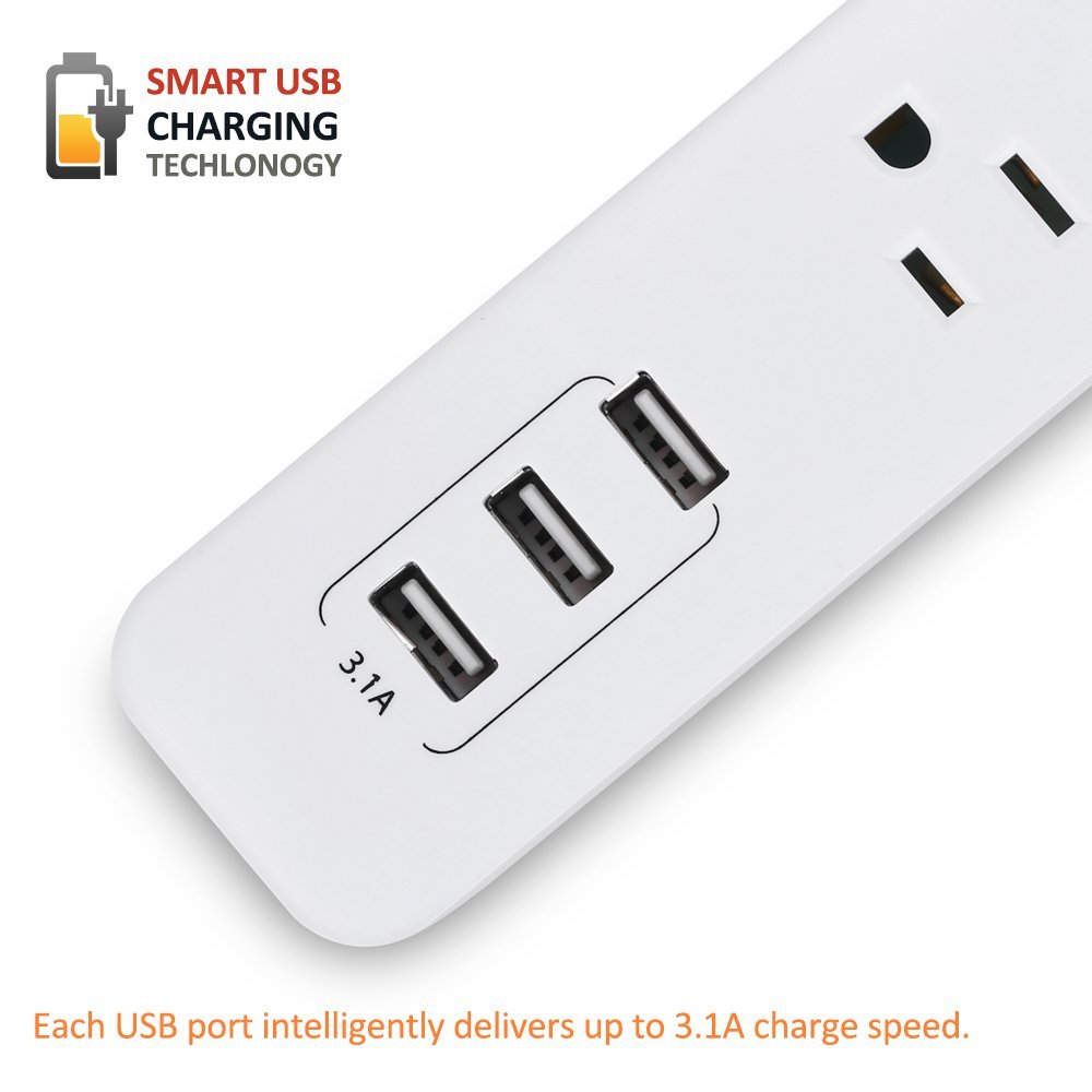 Bestten MultiFunctional Charging Station Tower 6Outlet Surge