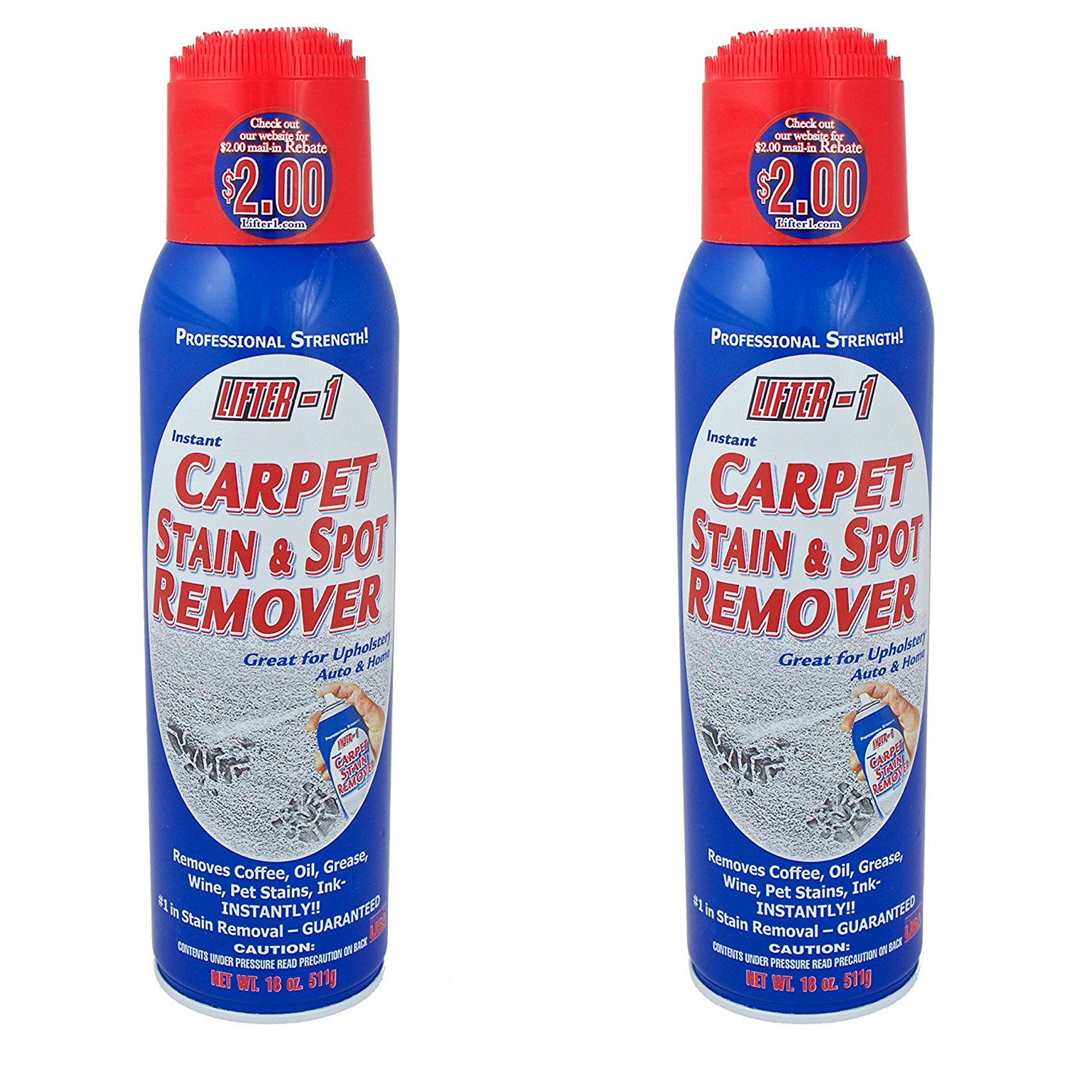 18 Oz. Lifter 1 Carpet Stain & Spot Remover (Pack of 2 Cans) N2 free