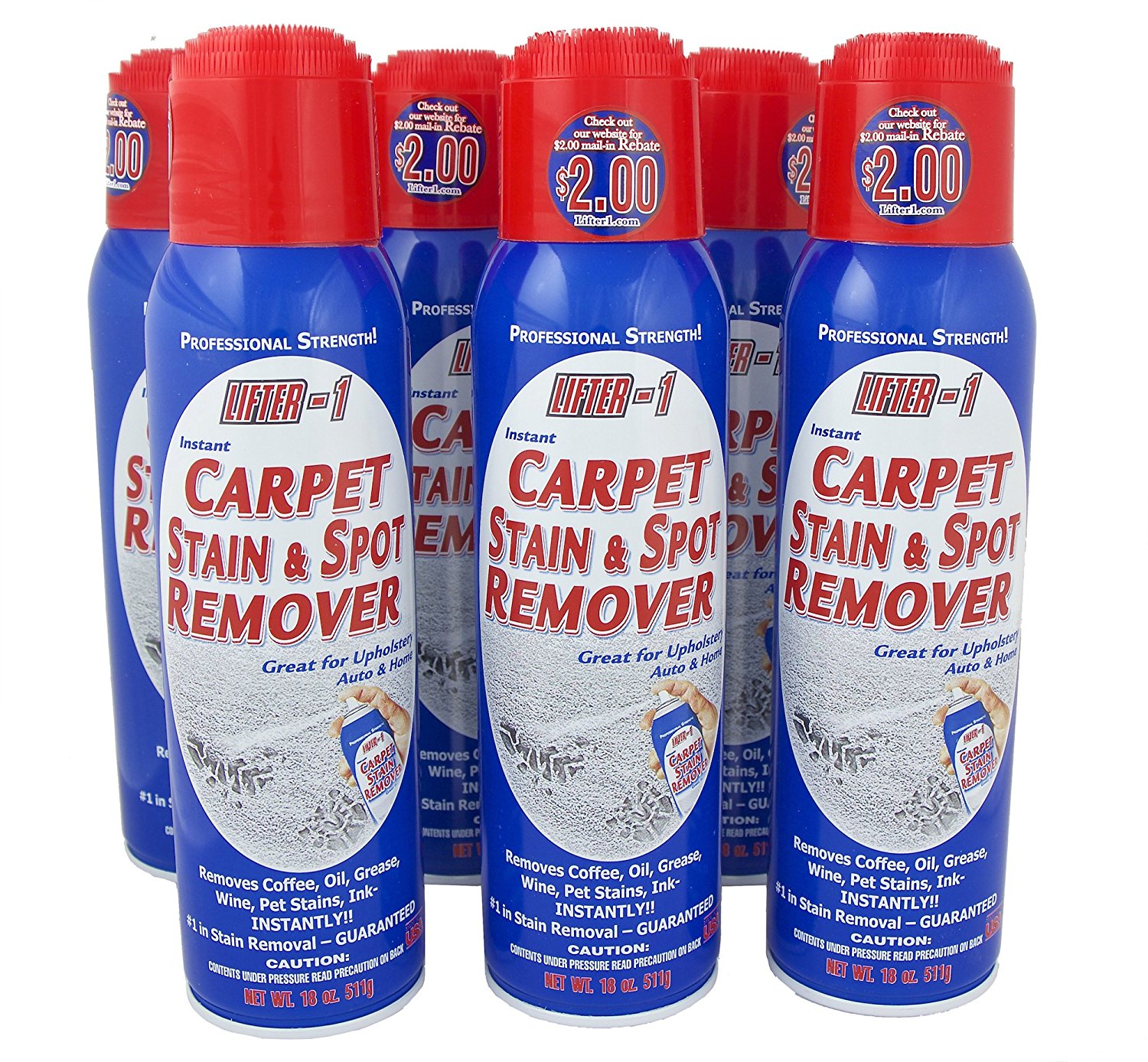 18 Oz. Lifter 1 Carpet Stain & Spot Remover (Pack of 2 Cans) N3 free