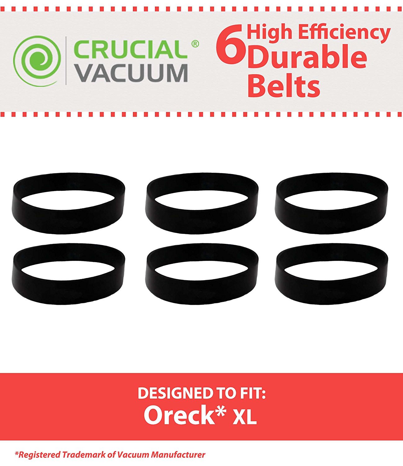 Oreck Vacuum XL Upright Vacuum Replacement Belts 6pack, Replaces Oreck