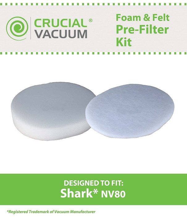 Shark Washable, Reusable NV80 1 Foam and 1 Felt Filter; Fits NV80