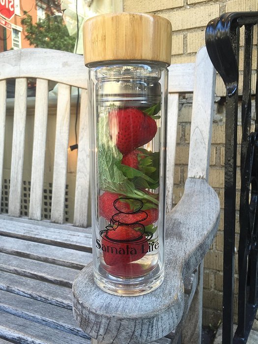 Premium DoubleWalled Glass Tumbler by Samata Life, Tea Infuser, Fruit