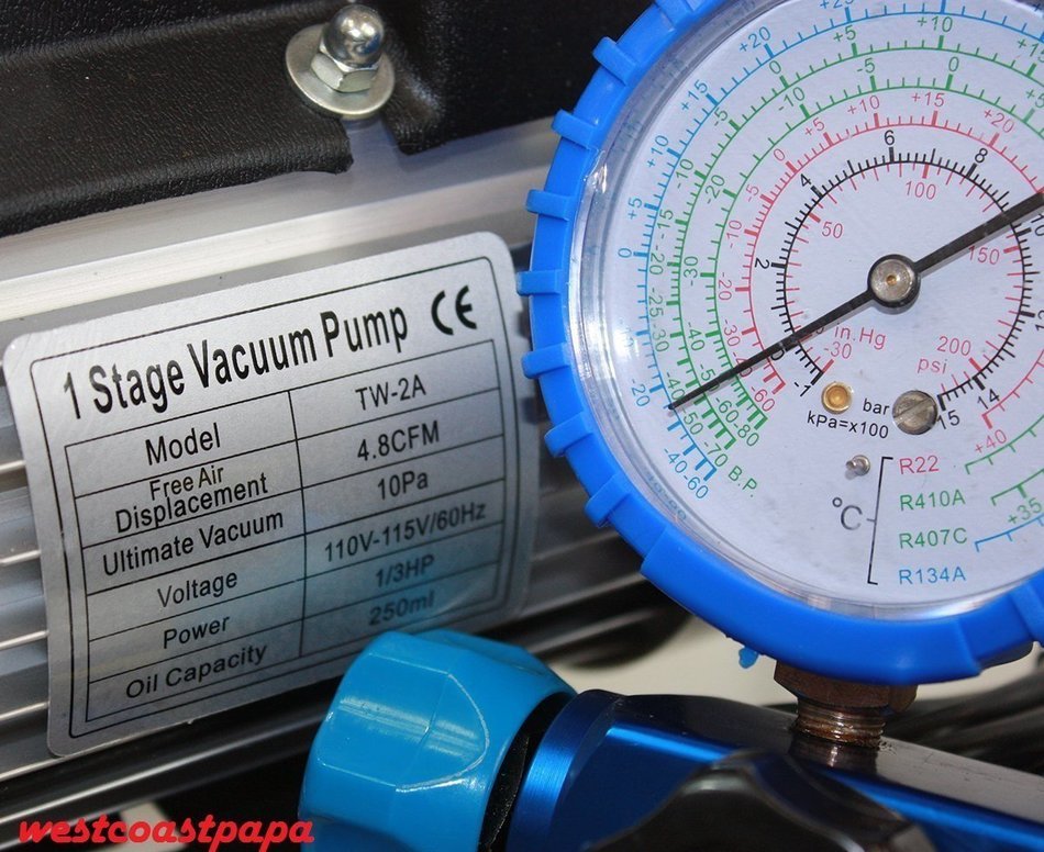 R410A R134A R22 4.8 CFM Vacuum Pump HVAC A/C Refrigerant W/4VALVE