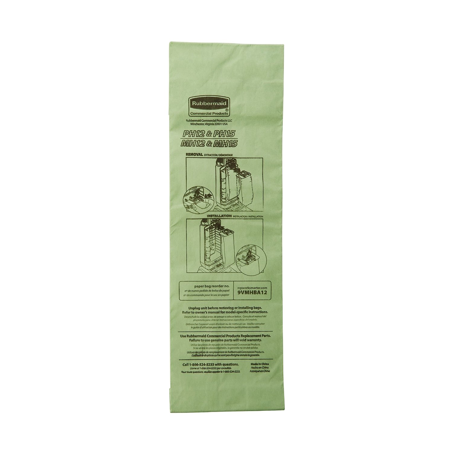 Rubbermaid Commercial FG9VMHBA12 Replacement Paper Bag for Upright Vacuum Cleaner (Pack of 10
