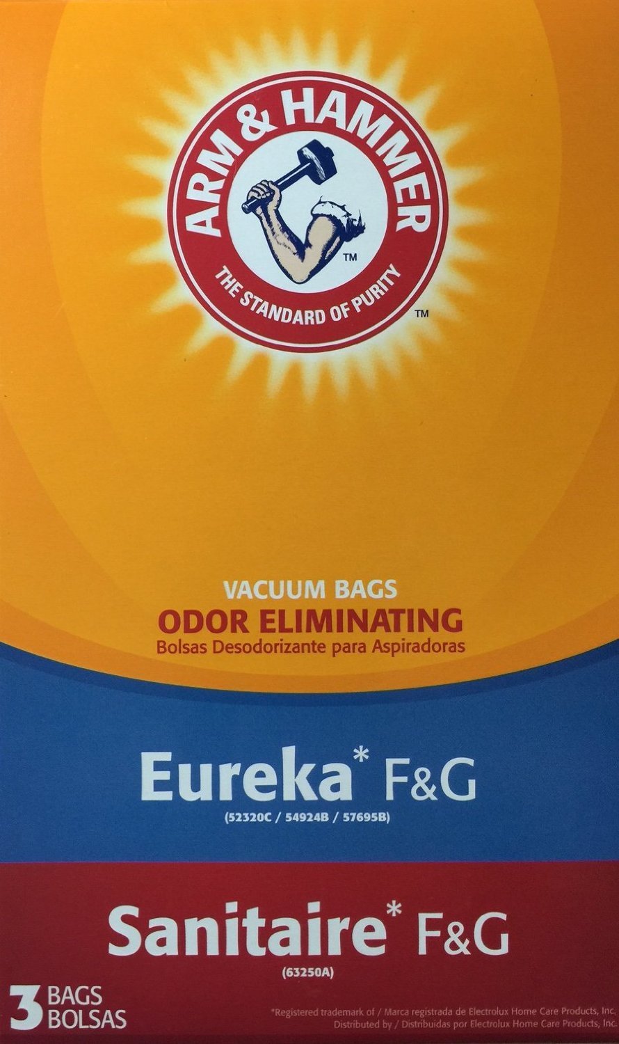 Arm & Hammer Odor Eliminating Vacuum Bags, Eureka F & G, 3 pack free