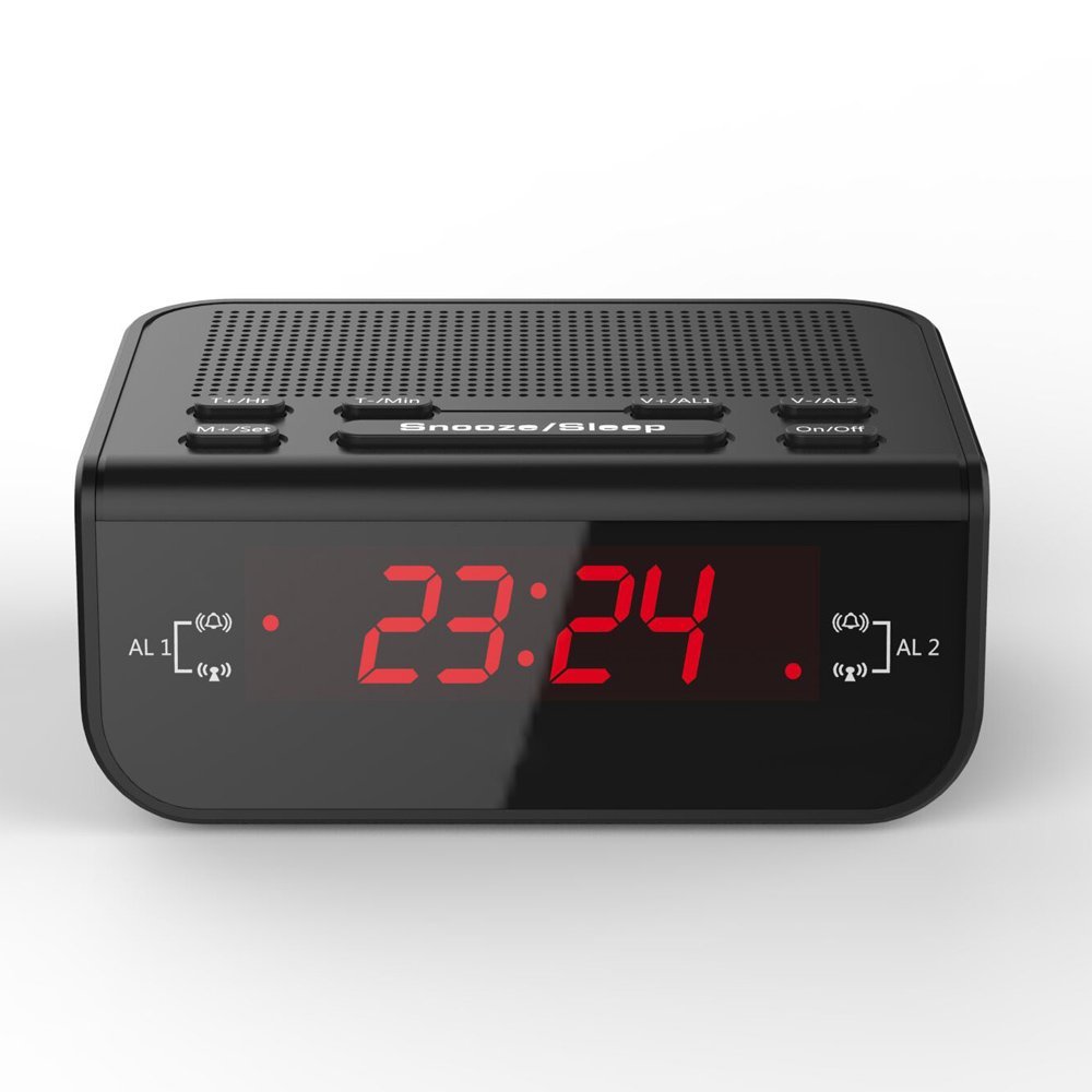 SyGyn(TM) Compact Digital Alarm Clock FM Radio with Dual Alarm Buzzer