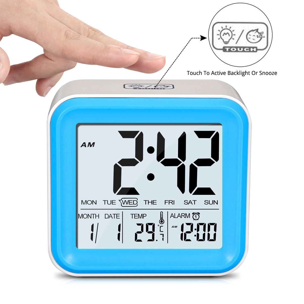 BonyTek Large Digital Alarm Clock With 3 Sets Alarm Clock and Light