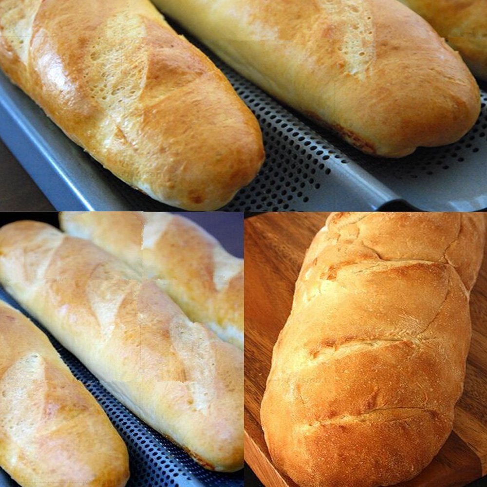 B1ST French Bread Pan Nonstick Perforated Baguette Pan 4 Wave Loaf