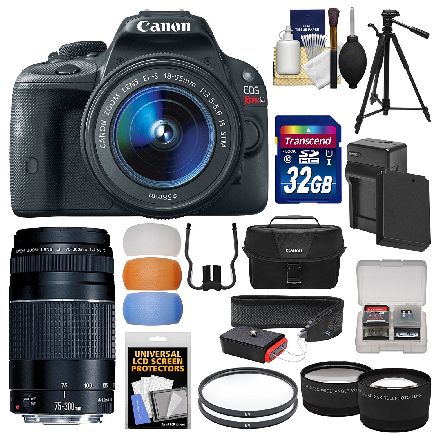 Canon EOS Rebel SL1 Digital SLR Camera & EFS 1855mm IS STM & 75300mm