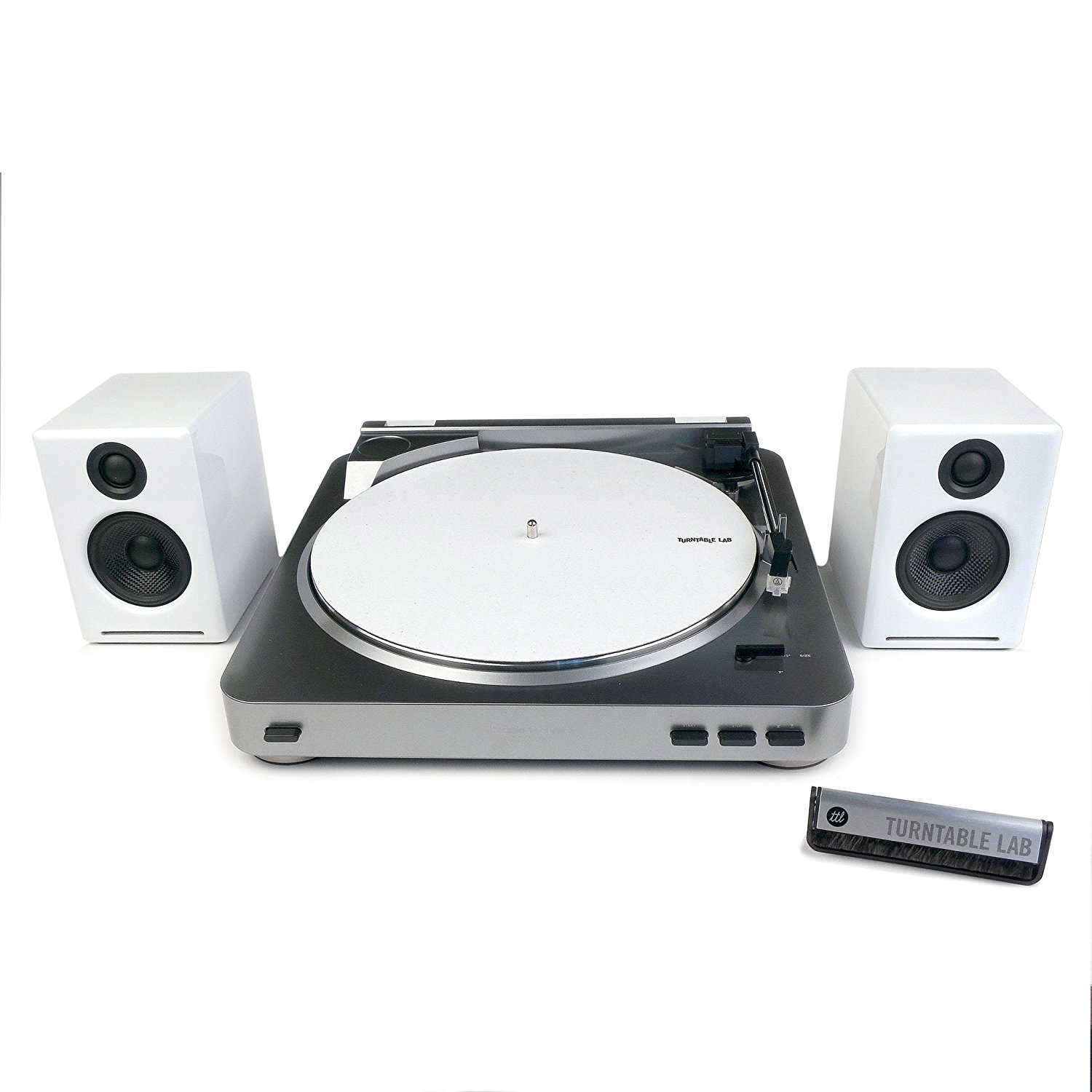 AudioTechnica ATLP60 Turntable + Audioengine A2+ Speaker Package White free image download