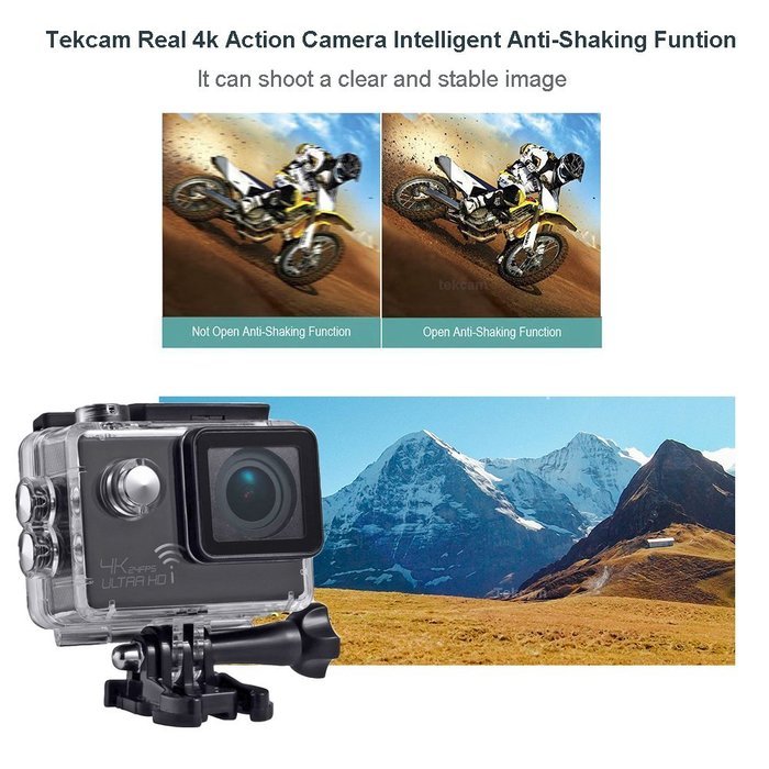 TEKCAM 4K WIFI Sports Action Camera Ultra HD Waterproof DV Camcorder 16MP 170 Degree Wide Angle