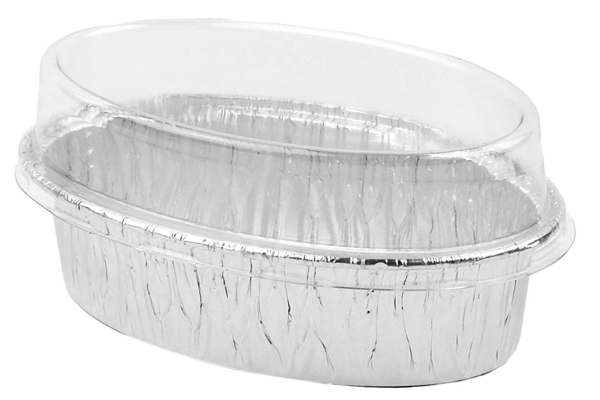 Disposable Aluminum Foil Mini Loaf Pans Tart Custard Pie 41/2", Oval