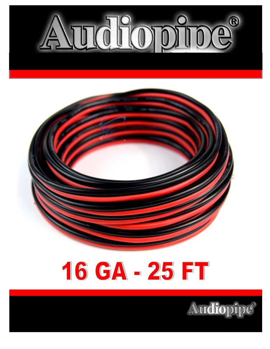 25' Ft. 16 GA Gauge Red Black Stranded 2 Conductor Speaker Wire Car