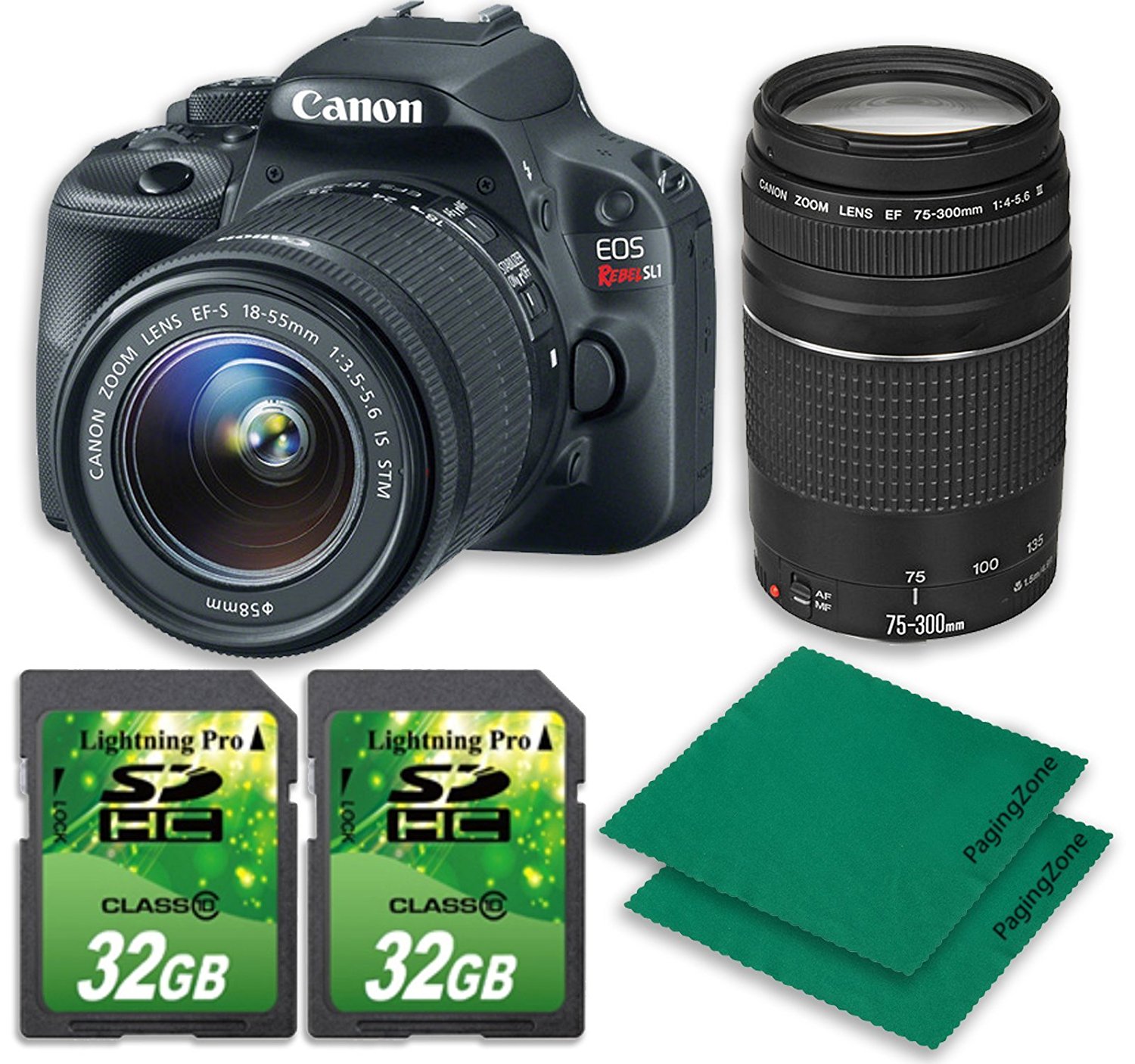 Canon EOS Rebel SL1 DSLR Camera with 1855mm IS STM and 75300mm III