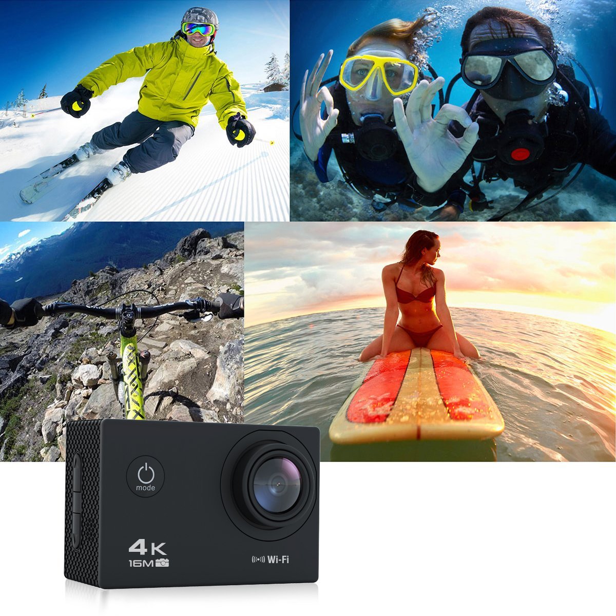 LeFun Sports Action Camera, 4K Ultra HD 1080P Wifi 16MP Bike Helmet Cam Waterproof Camcoder¡­ N7