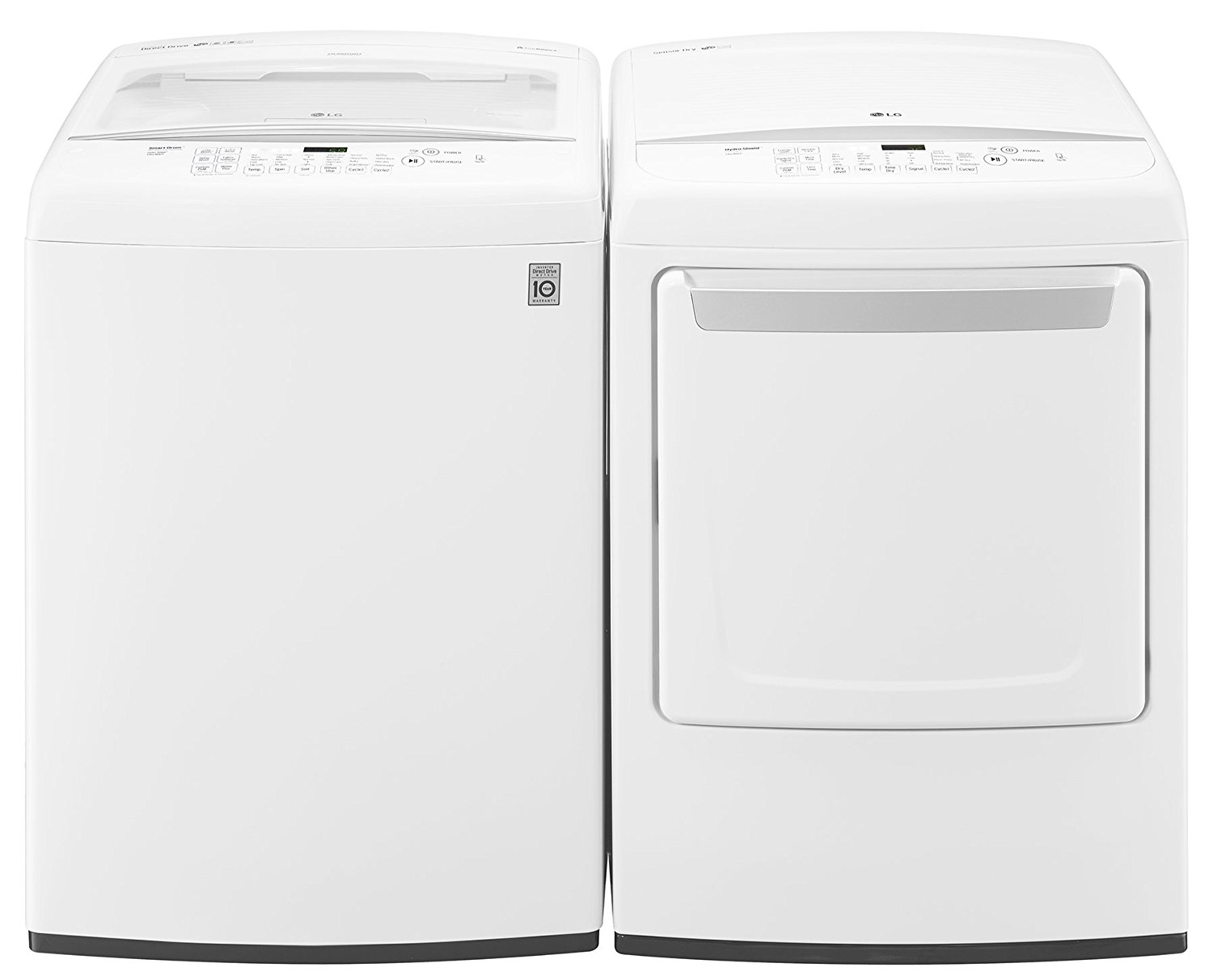 LG White Top Load Laundry Pair with WT1501CW 27" Washer with 4.5 cu. ft