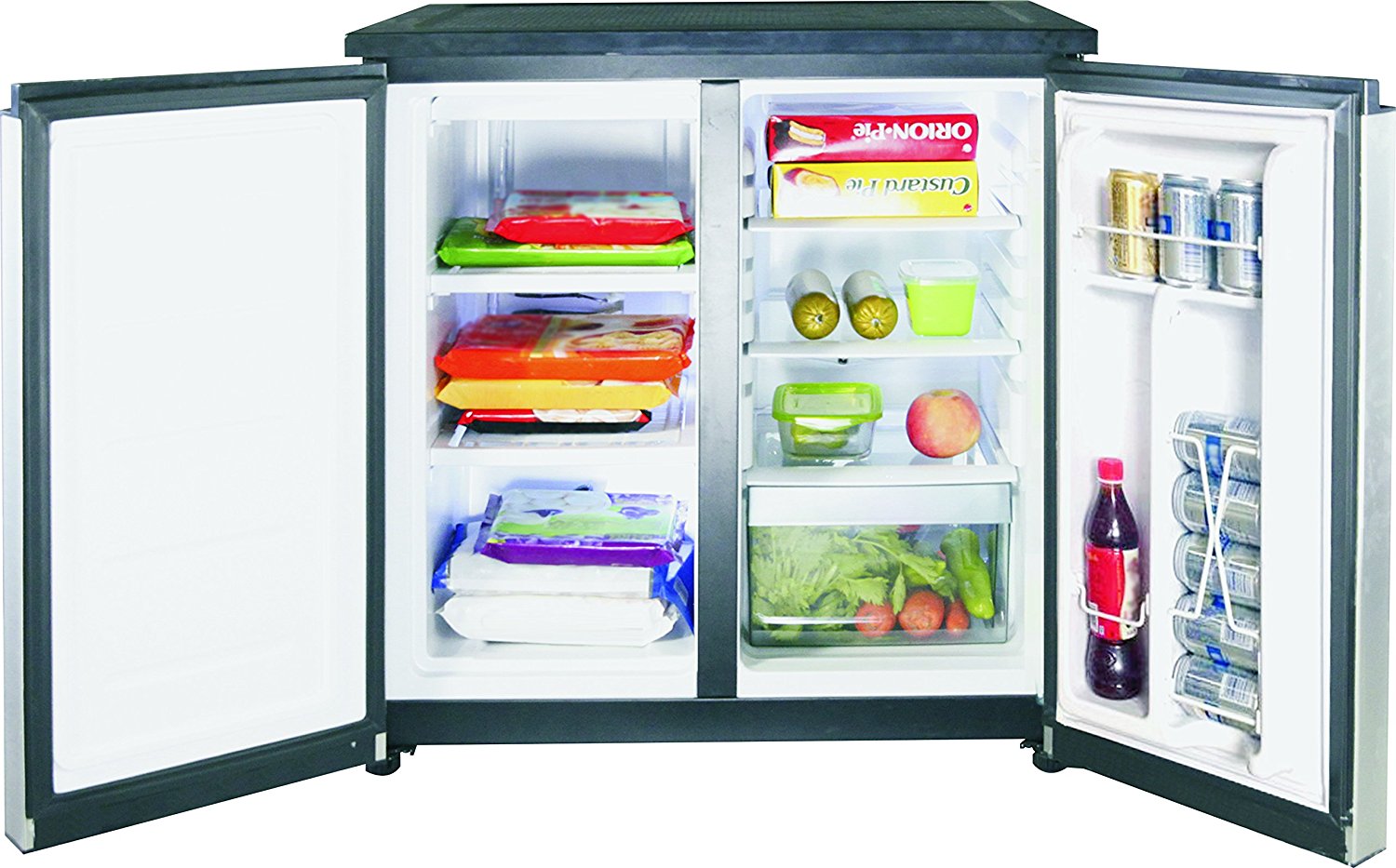 IGLOO FR551 5.5 Cubic Feet Side by Side 2 Door Refrigerator Freezer, Stainless Steel N2 free