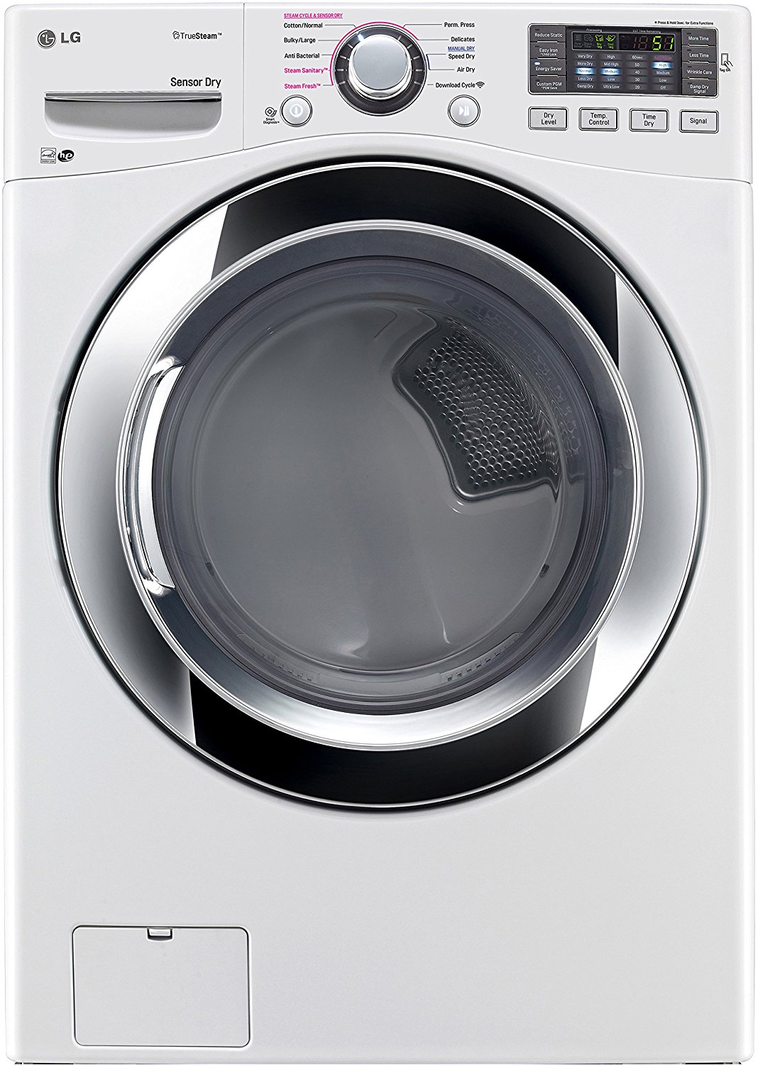 LG DLEX3370W7.4 Cu. Ft. White Stackable With Steam Cycle Electric Dryer Energy Star free image