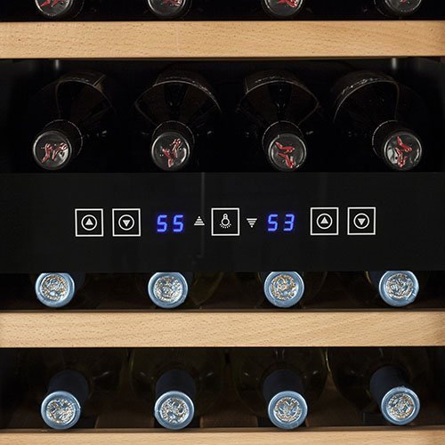 Koldfront 32 Bottle Free Standing Dual Zone Wine Cooler Black and