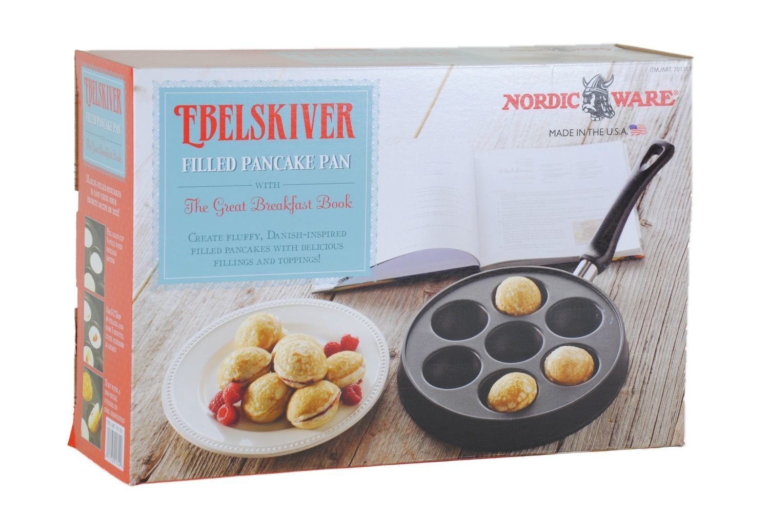 Ebelskiver Filled Pancake Pan + The Great Breakfast Book by Nordic Ware