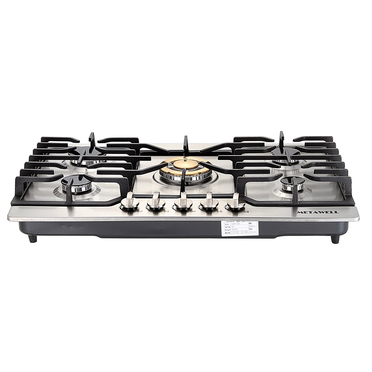 METAWELL 30" Stainless Steel Gold Burner Builtin 5 Stoves Natural Gas