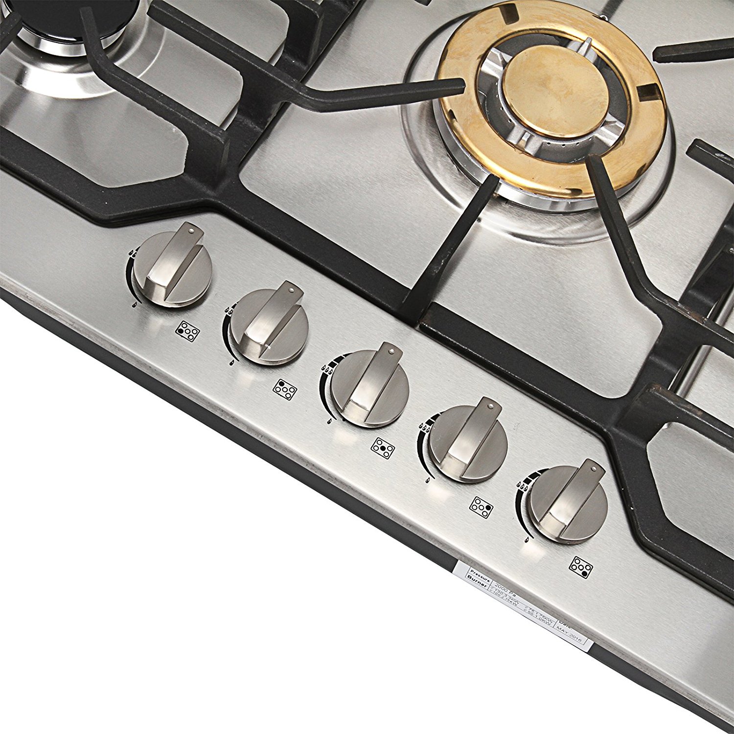 METAWELL 30" Stainless Steel Gold Burner Builtin 5 Stoves Natural Gas