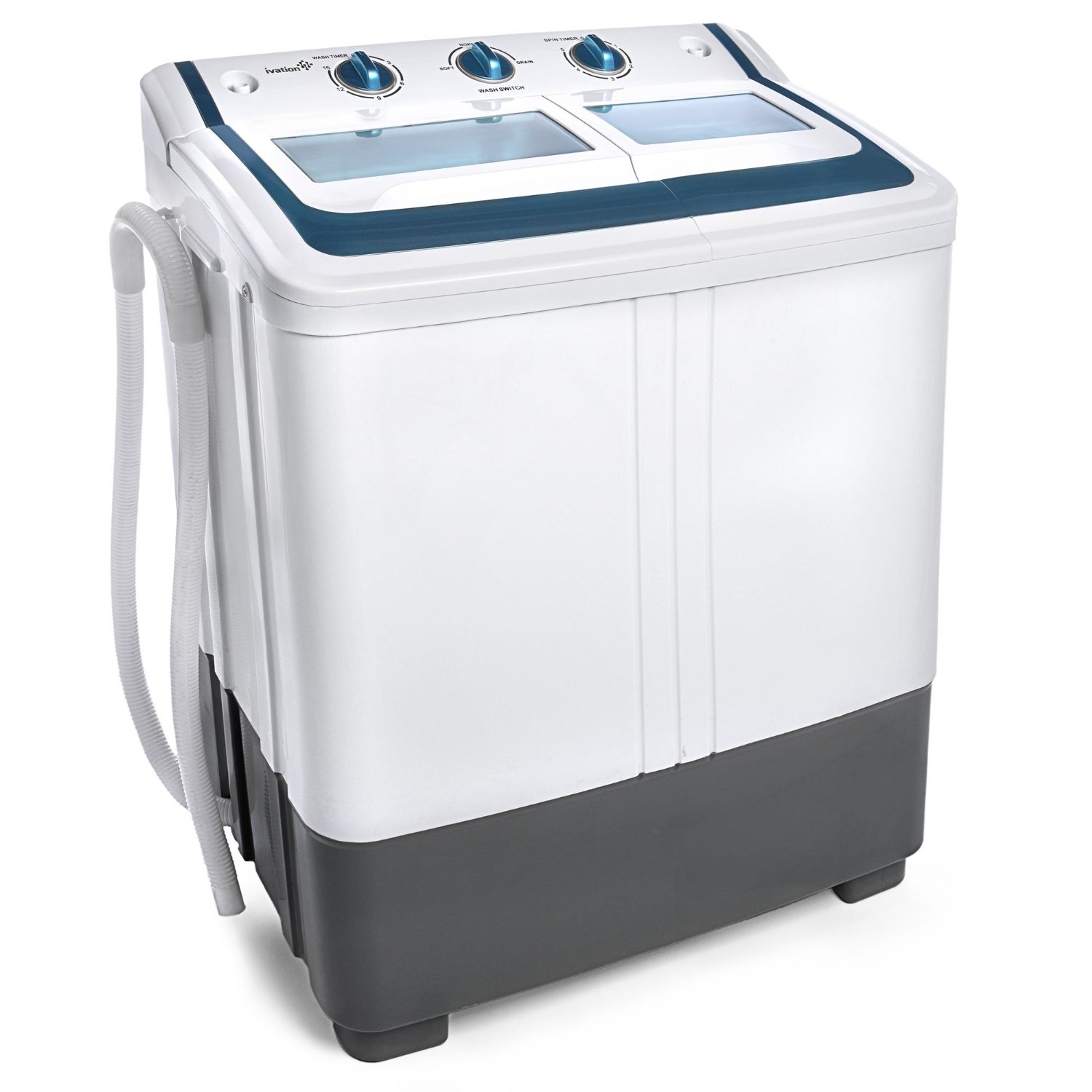 Ivation Small Compact Portable Washing Machine Twin Tub Washer & Spin