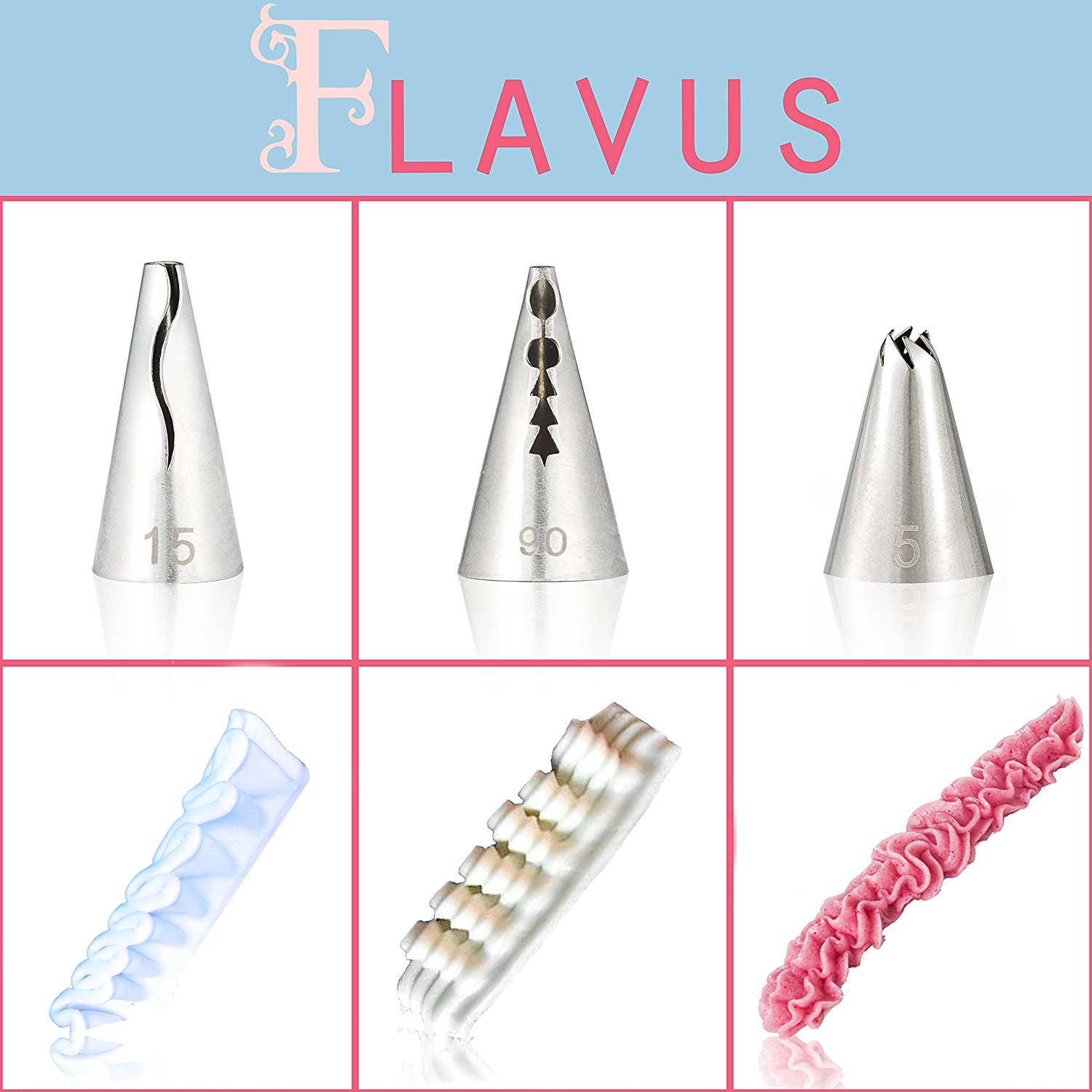 Flavus Cake/Cupcake Decorating Tip Set professional 28 piece numbered