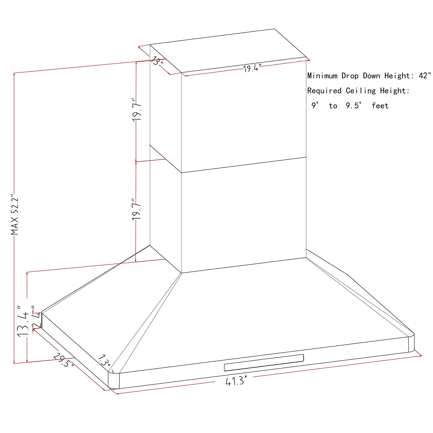 AKDY 42" Island Mount Touch Control Halogen Lights Large Dual Motor