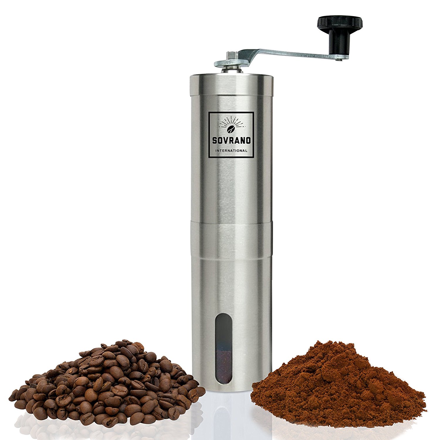 The Sovrano Int'l Coffee Grinder Best Ceramic Conical Burr Coffee Bean Grinder, Stainless
