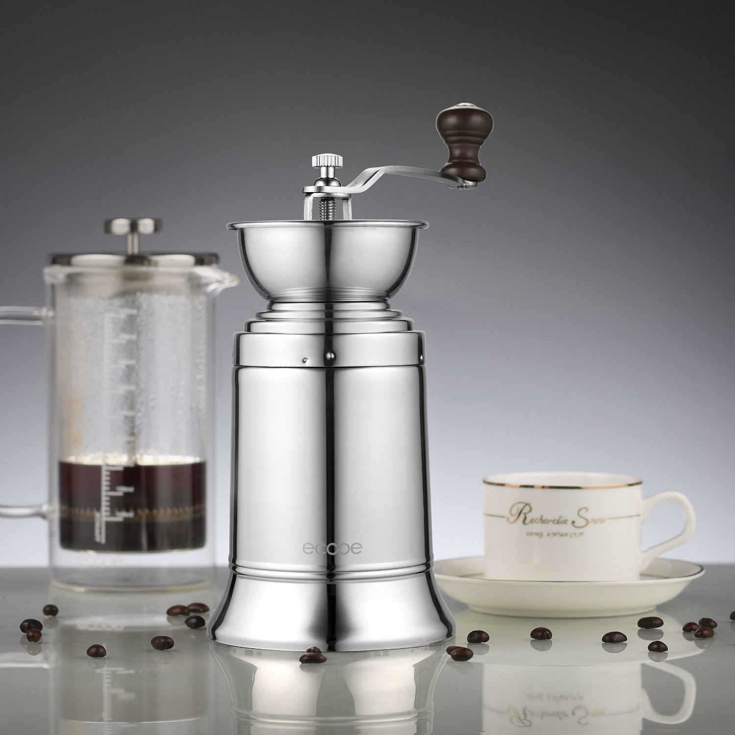 Ecooe Manual Coffee Grinder Stainless Steel Manual Grinder Ceramic Burr