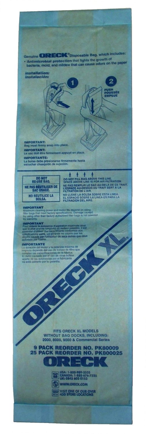 Oreck Commercial PK800025 Upright Vacuum Disposable Bag, For Upright